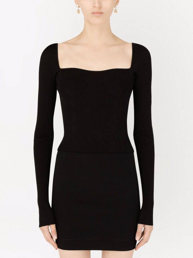 Dolce & Gabbana Trui met vierkante hals Zwart