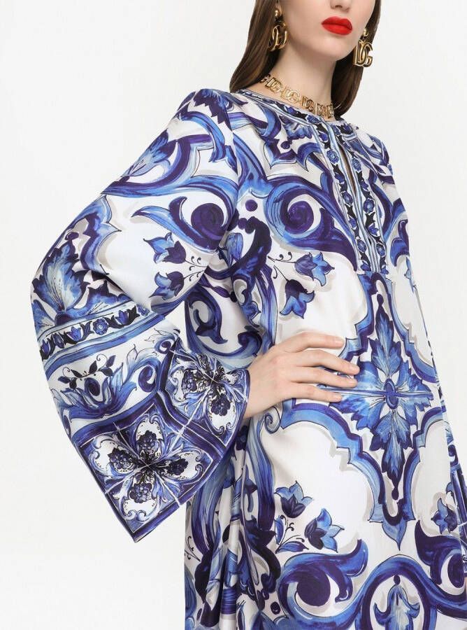 Dolce & Gabbana Zijden tuniek met print Blauw