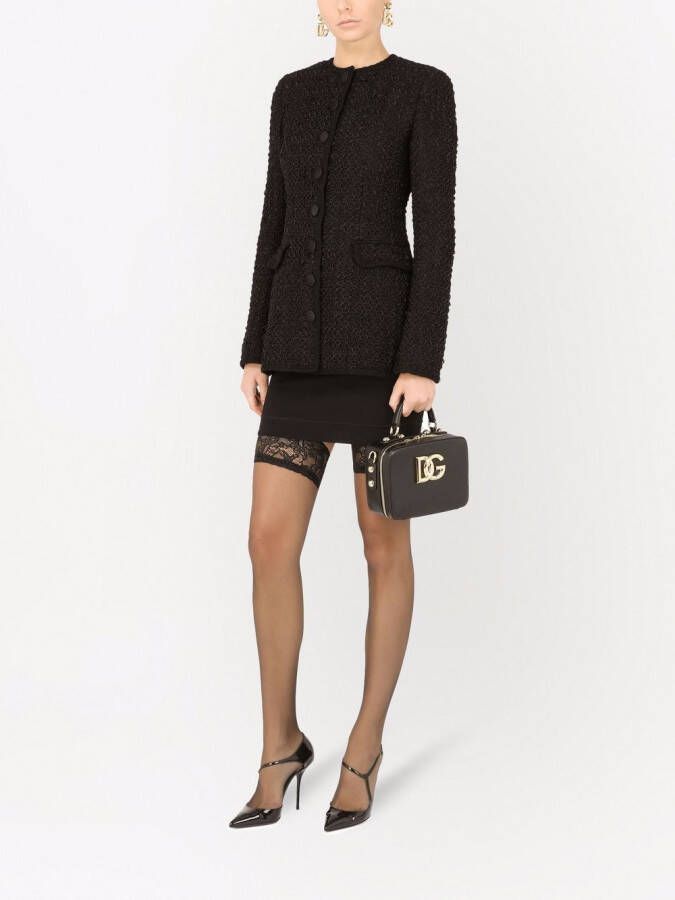 Dolce & Gabbana Tweed jack met enkele rij knopen Zwart