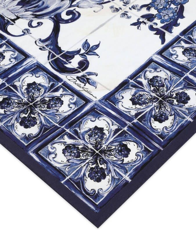 Dolce & Gabbana Twill sjaal met Majolica-print Blauw