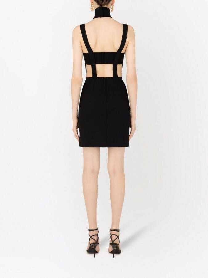 Dolce & Gabbana Sablé mini-jurk met halternek Zwart