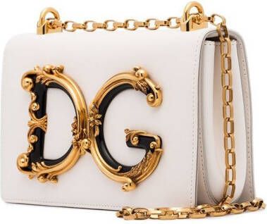 Dolce & Gabbana witte Barok schouder tas met logo