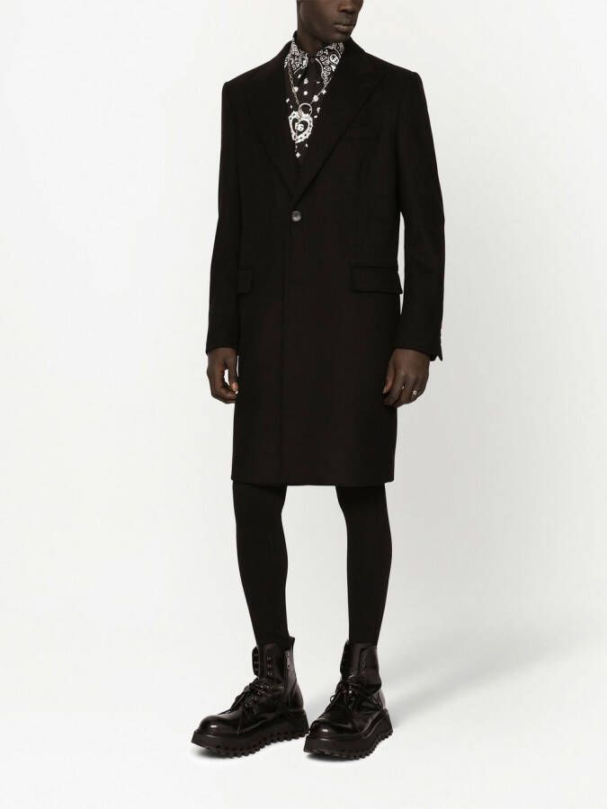 Dolce & Gabbana Wollen jas met enkele rij knopen Zwart
