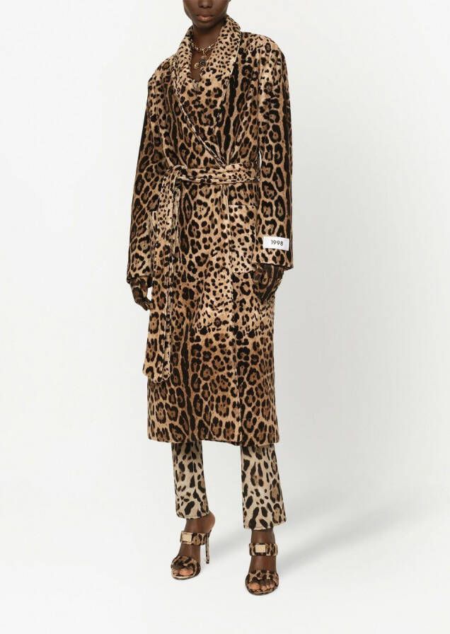Dolce & Gabbana KIM DOLCE&GABBANA badstof mantel met luipaardprint Bruin