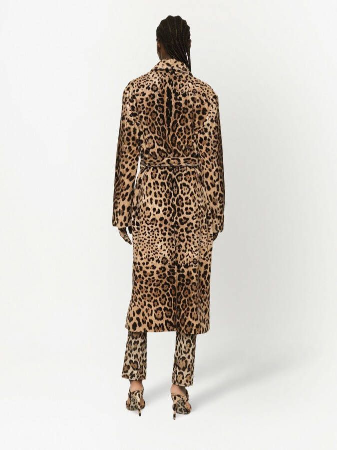 Dolce & Gabbana KIM DOLCE&GABBANA badstof mantel met luipaardprint Bruin