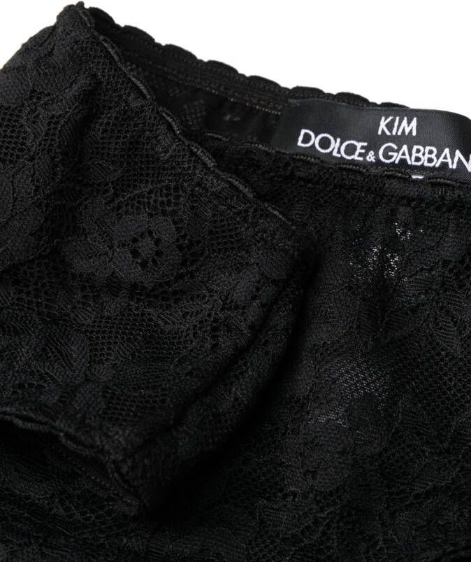 Dolce & Gabbana x Kim K slip met bloemenkant Zwart