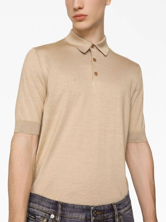 Dolce & Gabbana Zijden poloshirt Beige