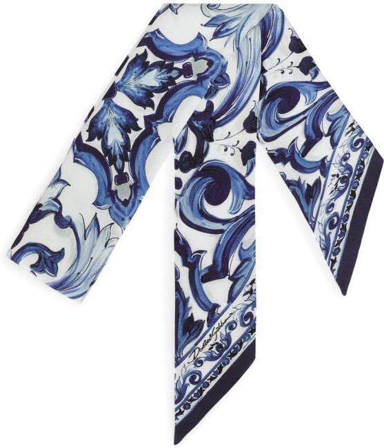 Dolce & Gabbana Twill hoofdsjaal met Majolica-print Blauw