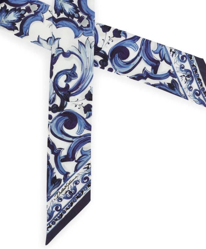 Dolce & Gabbana Twill hoofdsjaal met Majolica-print Blauw