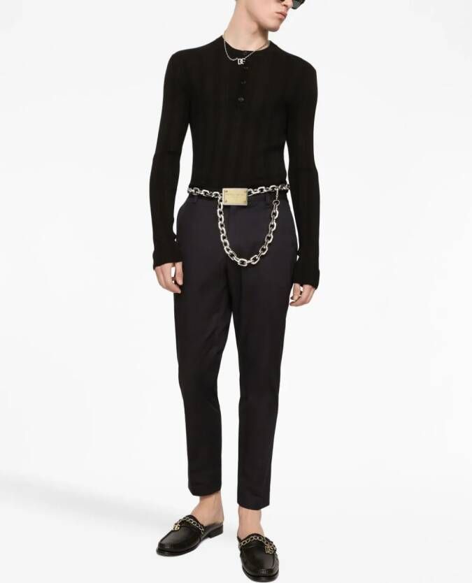 Dolce & Gabbana T-shirt van zijde-katoenblend met logopatch Zwart