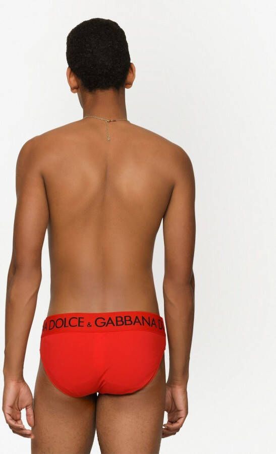 Dolce & Gabbana Zwembroek met logo tailleband Rood