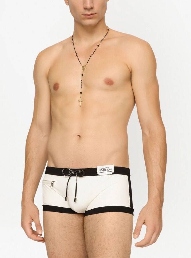 Dolce & Gabbana High waist zwembroek met logopatch Wit
