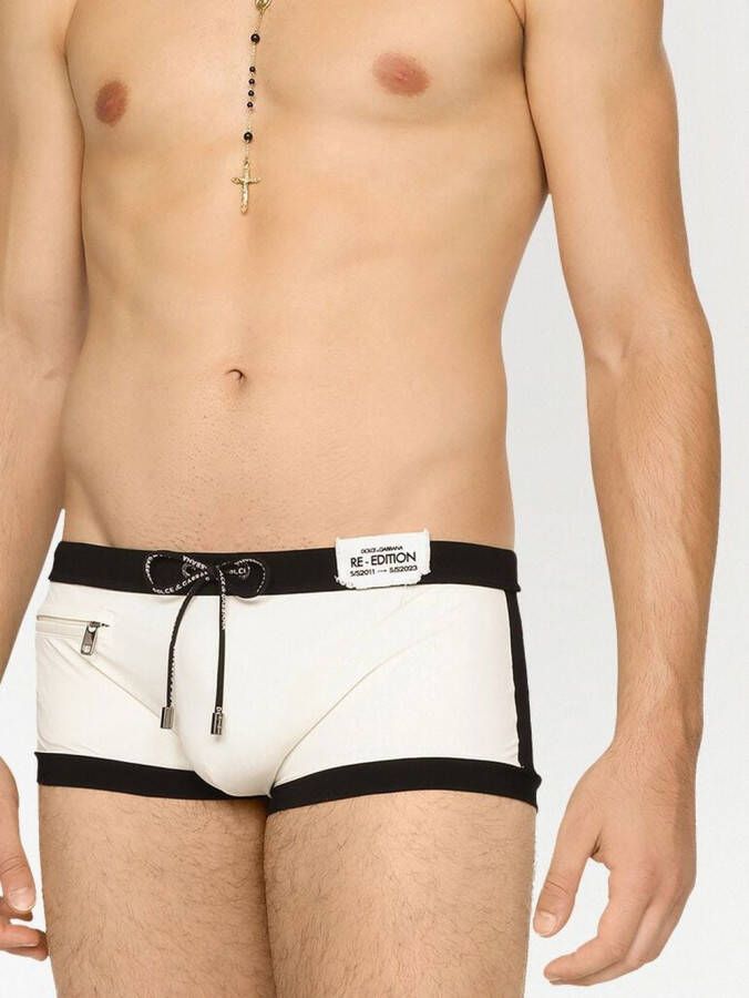 Dolce & Gabbana High waist zwembroek met logopatch Wit