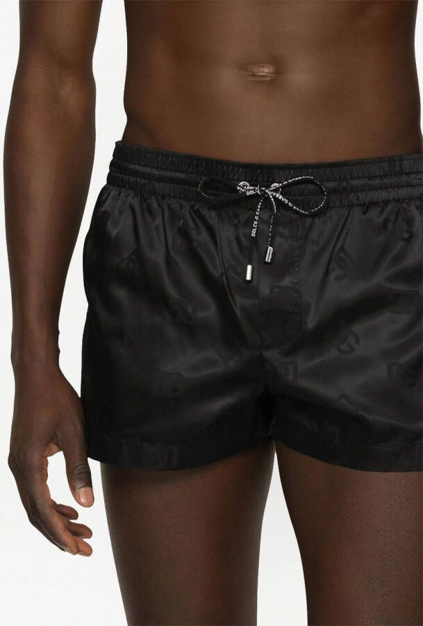 Dolce & Gabbana Denim shorts met DG-monogram jacquard Zwart