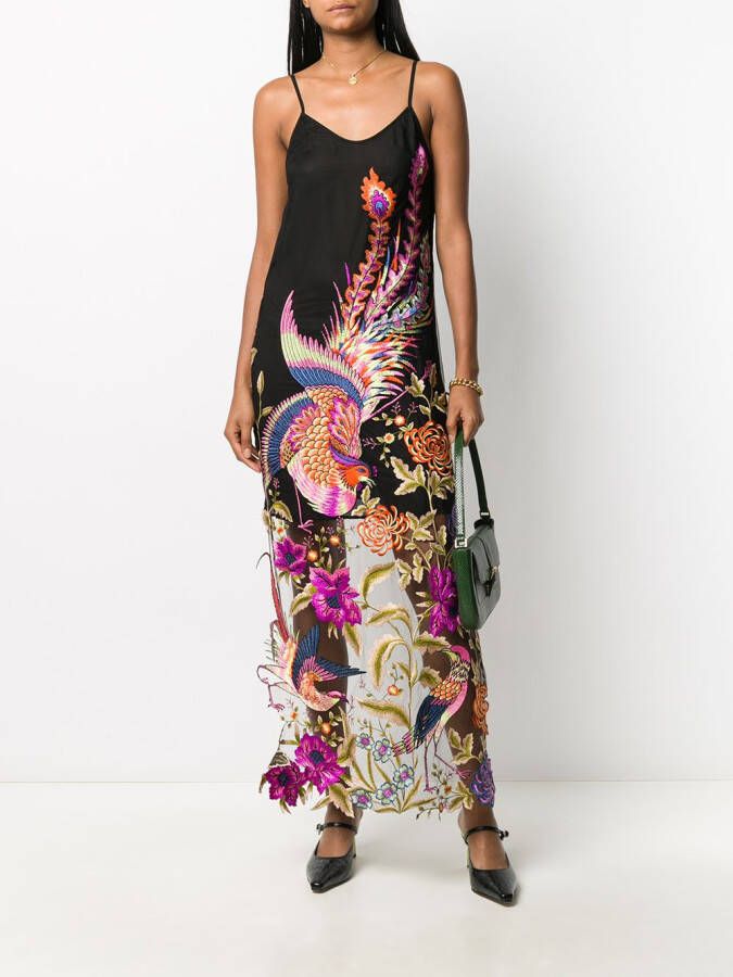 Dolci Follie Jurk met verenprint Zwart