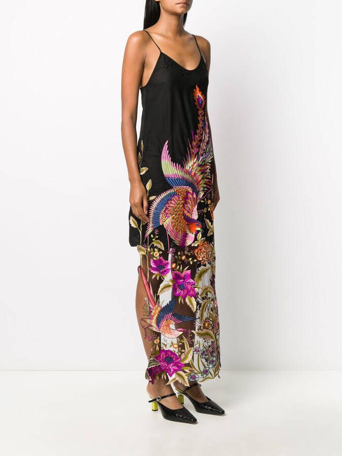 Dolci Follie Jurk met verenprint Zwart
