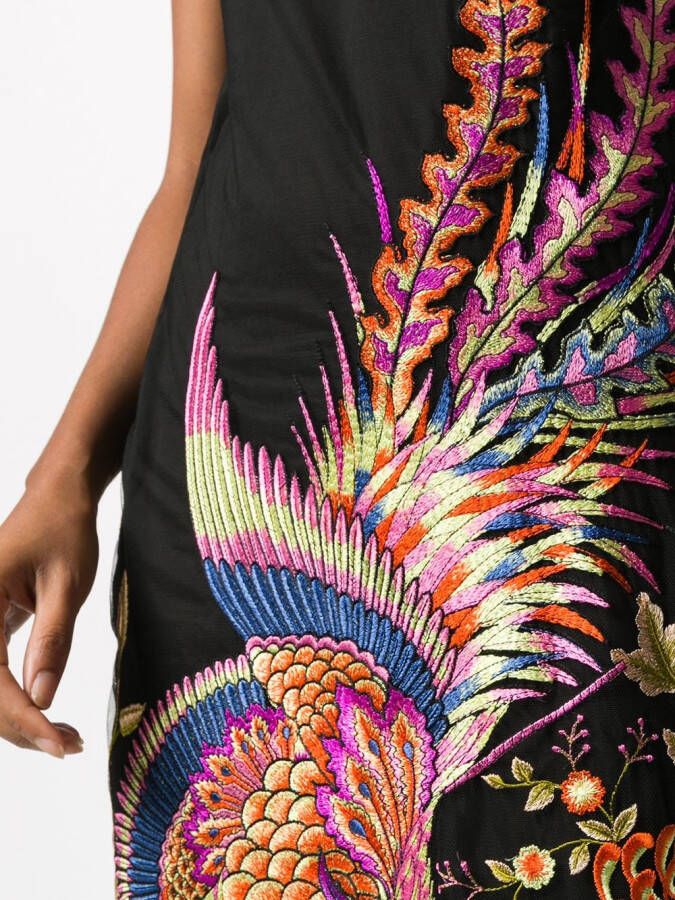Dolci Follie Jurk met verenprint Zwart