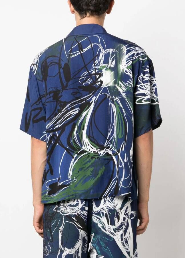 DOMREBEL Overhemd met abstracte print Blauw