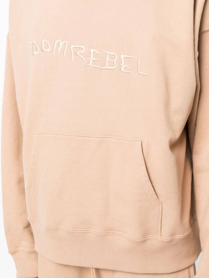 DOMREBEL Hoodie met geborduurde tekst Bruin