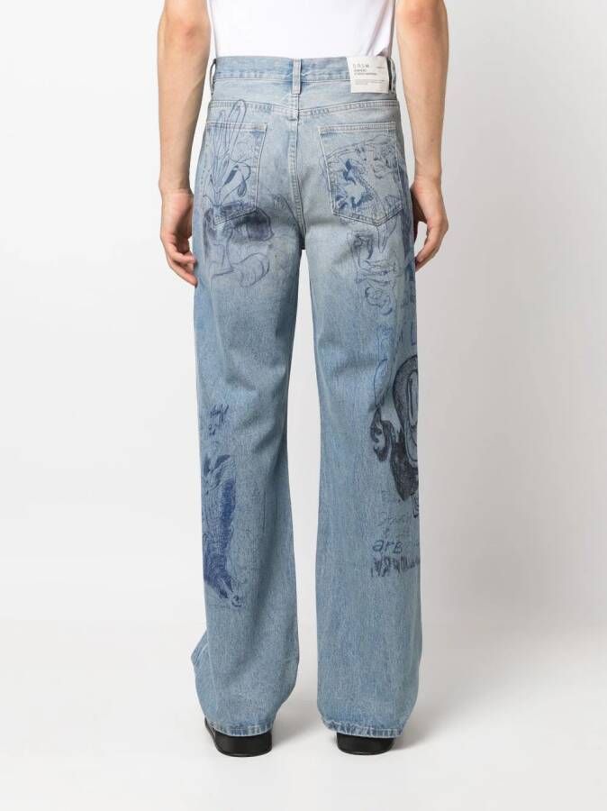 DOMREBEL Jeans met grafische print Blauw