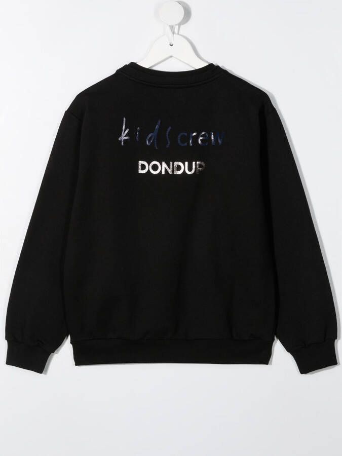 DONDUP KIDS Sweater met metallic logoprint Zwart