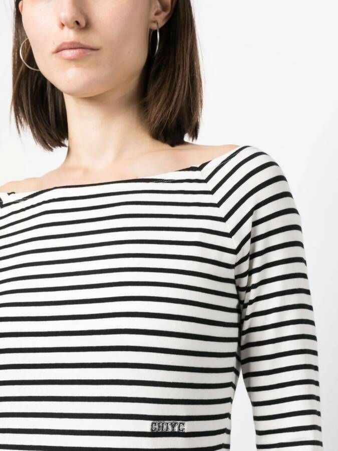 Dorothee Schumacher boat-neck striped T-shirt Zwart