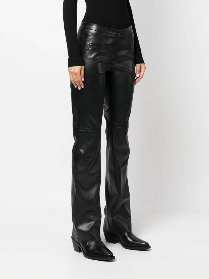 Dorothee Schumacher mid-rise faux-leather flared trousers Zwart