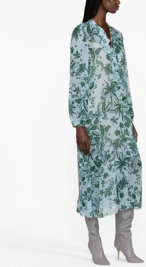 Dorothee Schumacher Midi-jurk met botanische print Blauw