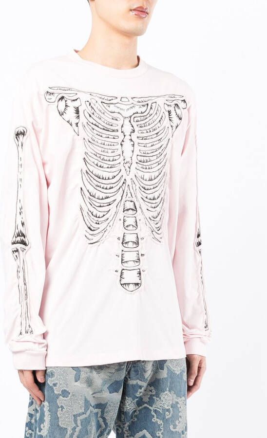 Doublet T-shirt met skeletprint Roze