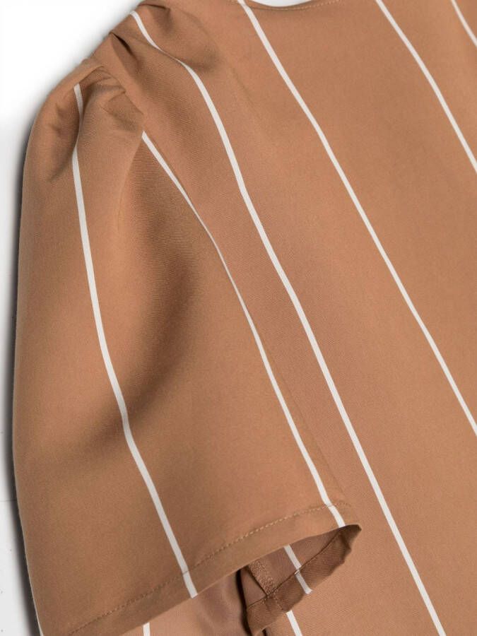 Douuod Kids Gestreepte jurk Bruin