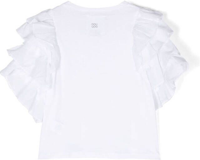 Douuod Kids T-shirt met ruches Wit