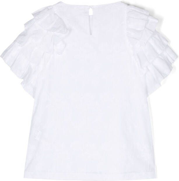 Douuod Kids Mini-jurk met ruchemouwen Wit