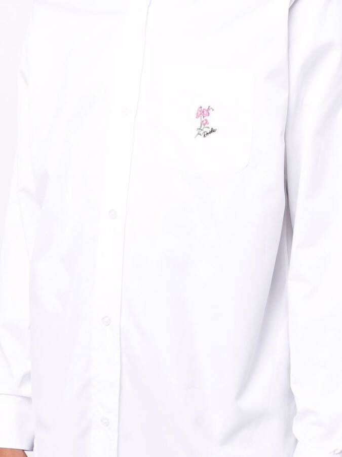 Drôle De Monsieur Overhemd met geborduurd logo Wit