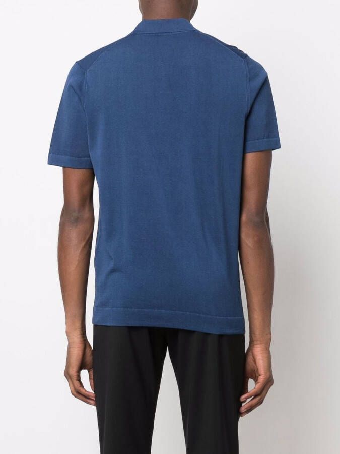 Drumohr Poloshirt met V-hals Blauw