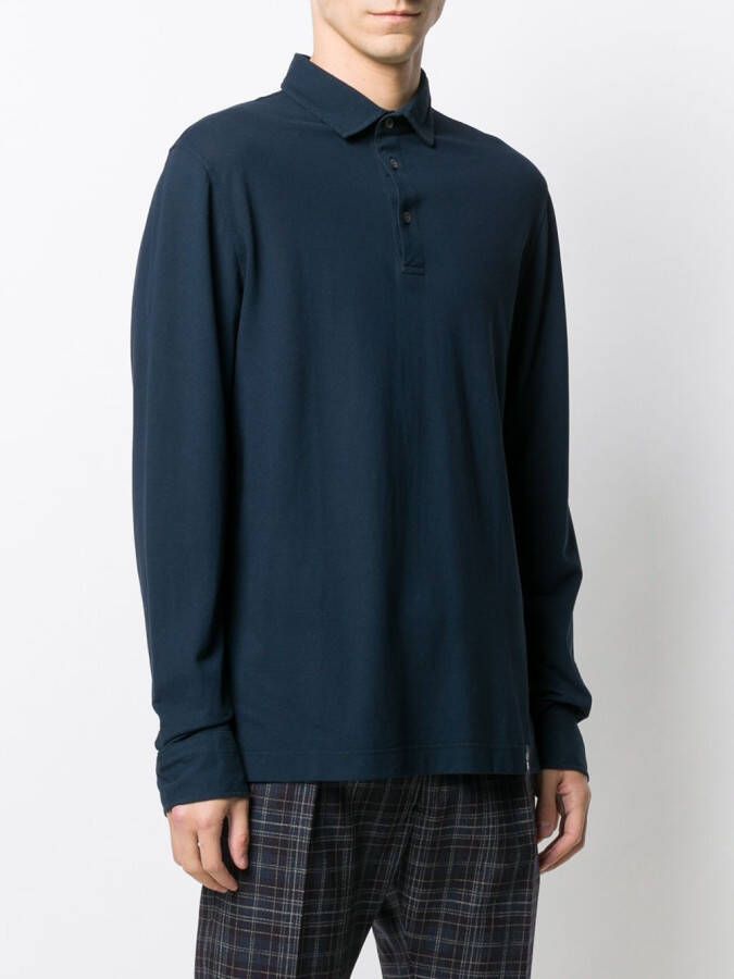 Drumohr Poloshirt met lange mouwen Blauw