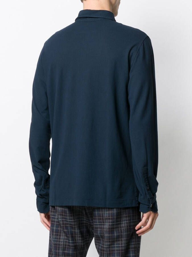 Drumohr Poloshirt met lange mouwen Blauw
