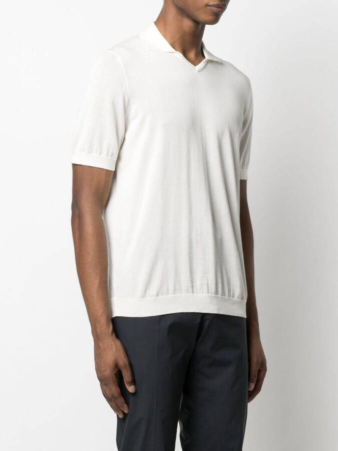 Drumohr T-shirt met puntige kraag Beige