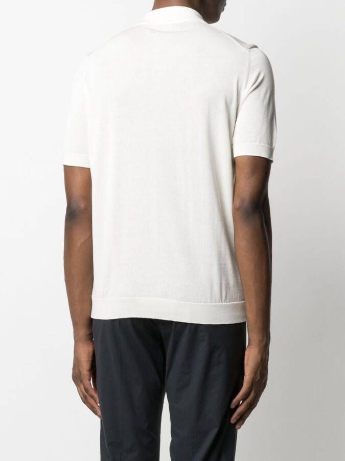Drumohr T-shirt met puntige kraag Beige