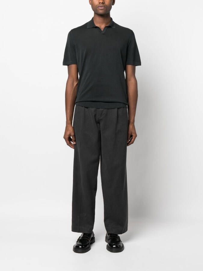 Drumohr Poloshirt met V-hals Zwart