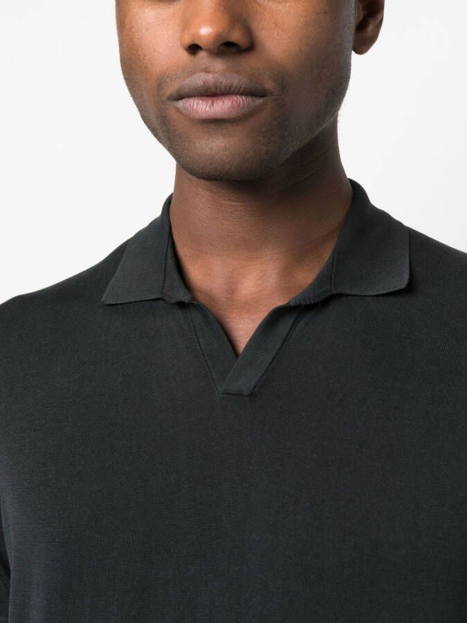 Drumohr Poloshirt met V-hals Zwart