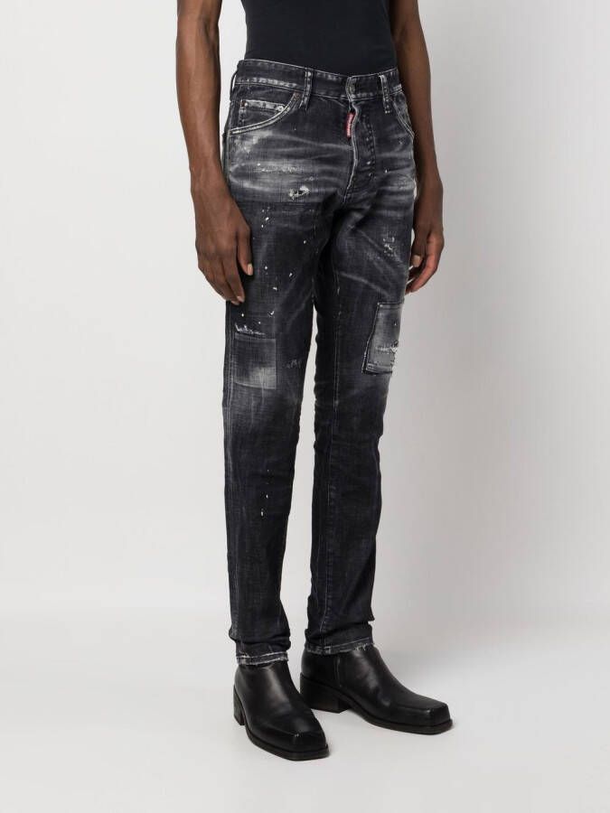 DSQUARED2 1964 distressed slim-cut jeans Zwart