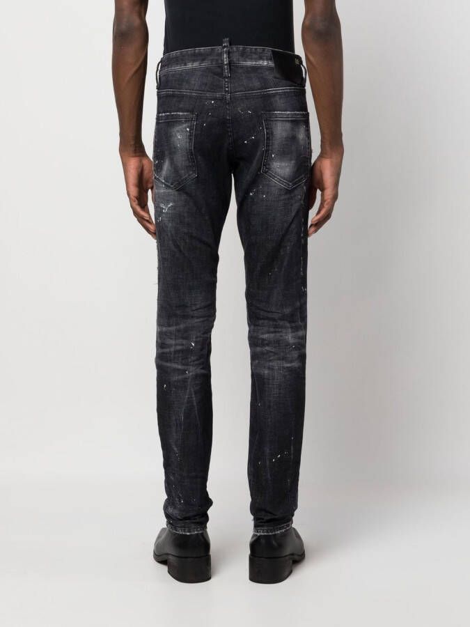 DSQUARED2 1964 distressed slim-cut jeans Zwart