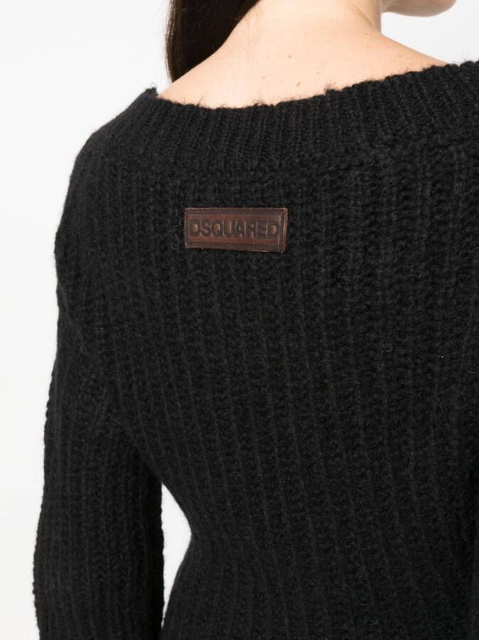 Dsquared2 Off-shoulder mini-jurk Zwart