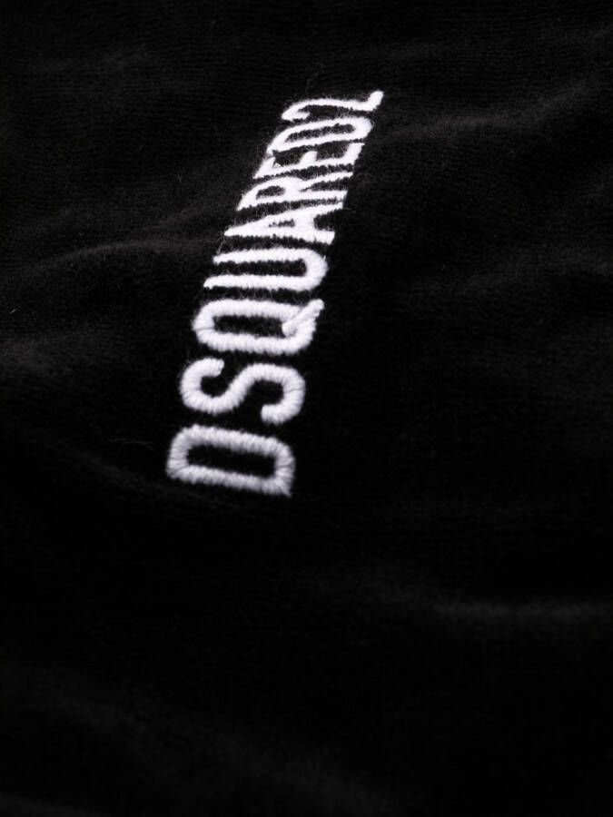 Dsquared2 Badjas met geborduurd logo Zwart