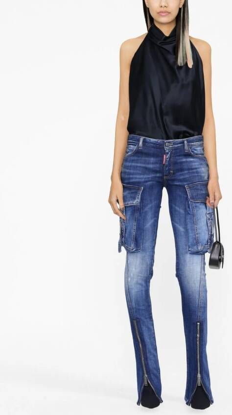 Dsquared2 cargo flared jeans Blauw