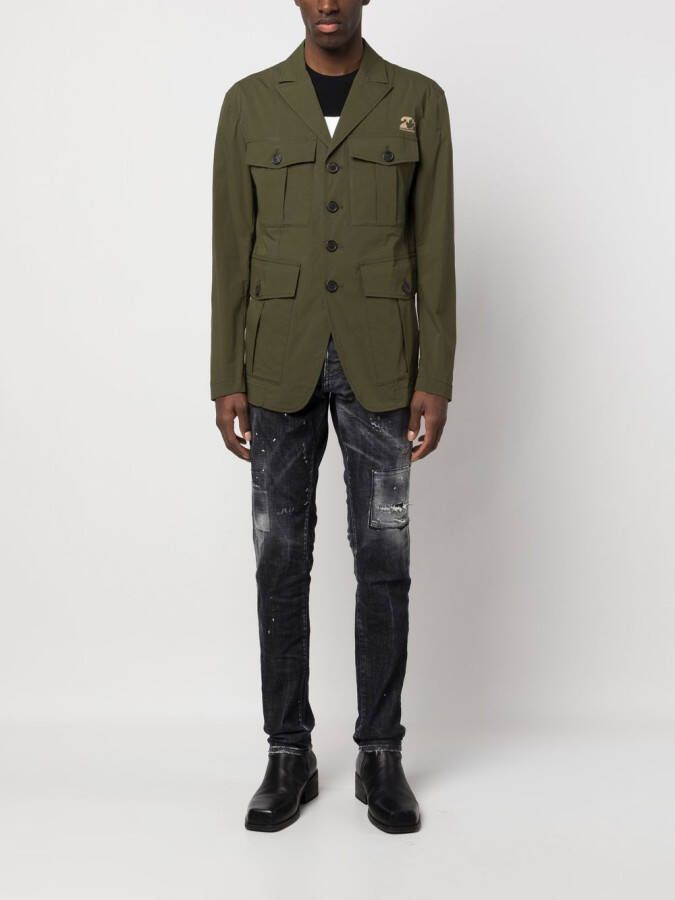 Dsquared2 cargo-pockets buttoned military jacket Groen