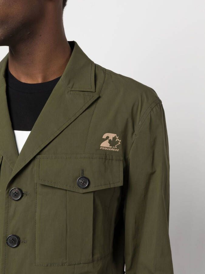 Dsquared2 cargo-pockets buttoned military jacket Groen
