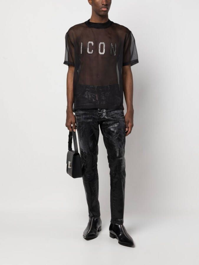 DSQUARED2 coated-finish slim-fit jeans Zwart