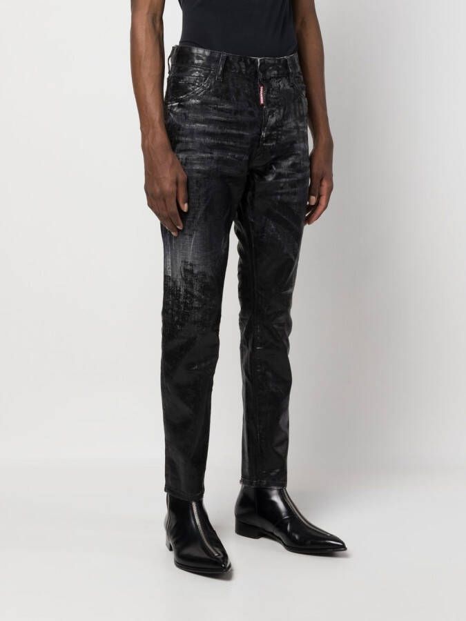 DSQUARED2 coated-finish slim-fit jeans Zwart