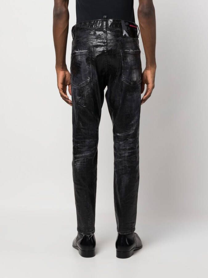 DSQUARED2 coated-finish slim-fit jeans Zwart